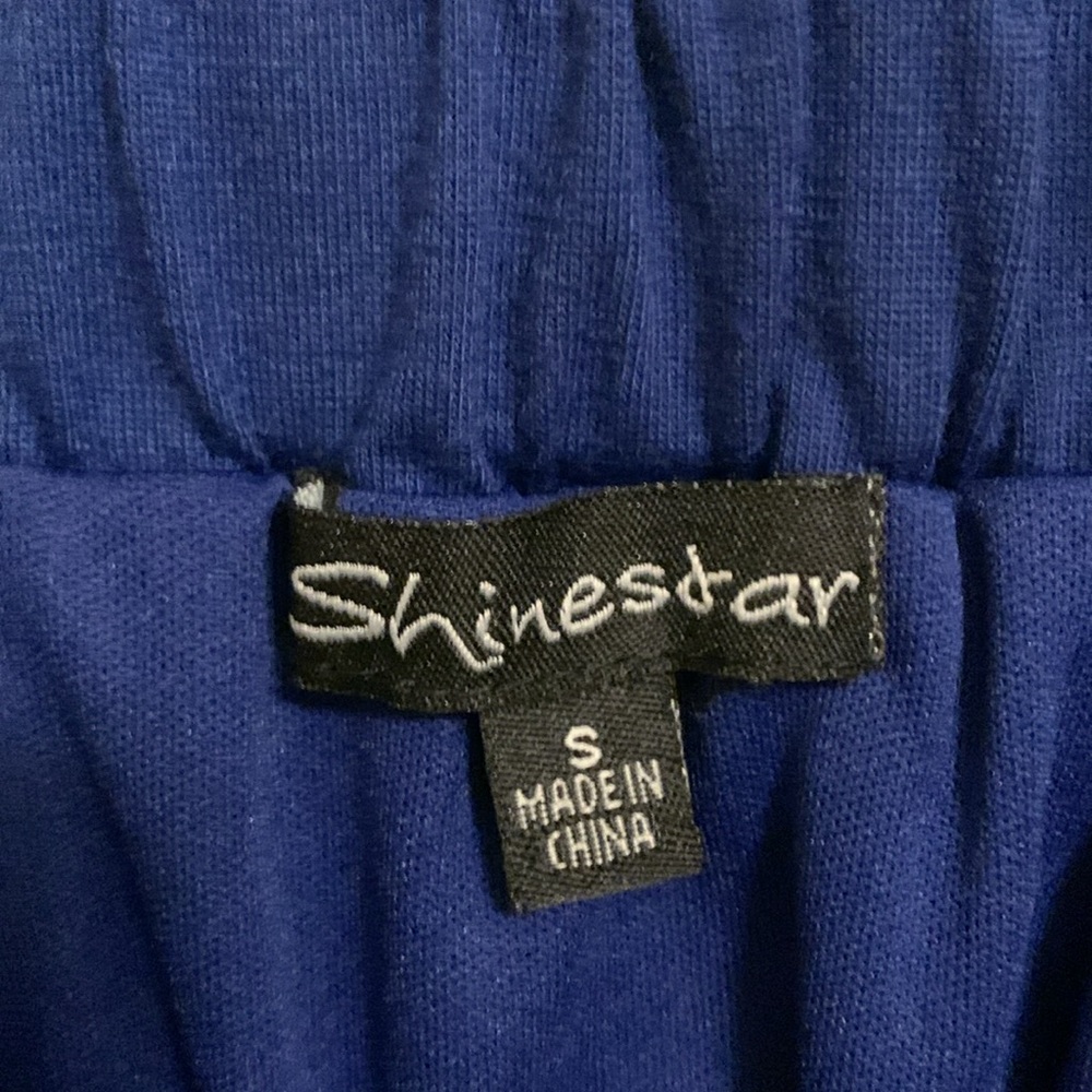 Shinestar Royal Blue Bohemian Eyelet Lace Strapless Lined Maxi Dress Size Small - Picture 5 of 6